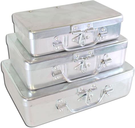 lightweight metal box with lid|metals containers with hinged lids.